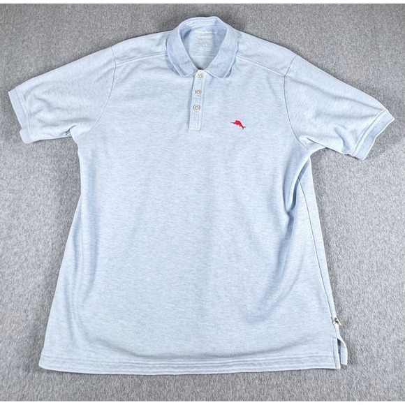 Tommy Bahama Other - Tommy Bahama Polo Island Zone Shirt Mens L Blue Supima Cotton‎ Blend Red Marlin